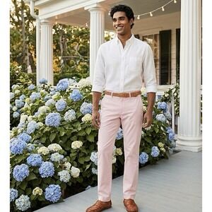 Preppy Southern Coastal J. Crew Light Pink Cotton Men's Chino Pants 33x32 Summer
